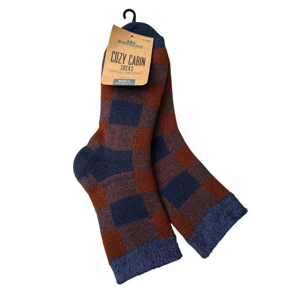 Northeast Outfitters Cozy Cabin Double-Layer Socks Navy Red Large 8-12.5 NWT - Picture 1 of 6